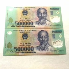 1,000,000 VIETNAM DONG  2x 500,000 BANKNOTES  1 MILLION VIETNAMESE AUTHENTIC VND