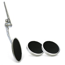Oval Firewall Mount Gas Pedal, Round Brake & Clutch Pad   Chromed Billet muscle