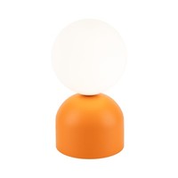 Tischleuchte Glas Metall H: 21 Cm Ø 12 Cm Klein Orange Weiß G9 Tischlampe