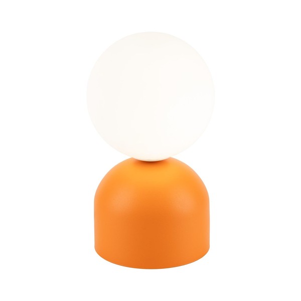 Tischleuchte Glas Metall H: 21 Cm Ø 12 Cm Klein Orange Weiß G9 Tischlampe-image