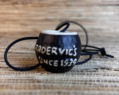 Trader Vic's Coconut Mug Ceramic Pendent Necklace Tiki Bar Attire Aloha!
