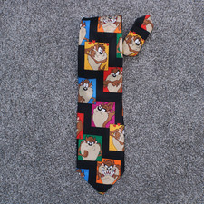 1993 Looney Tunes Mania Cartoon Theme Necktie Vintage Tazmanian Devil "TAZ" Tie