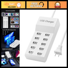 10-Port USB Charging Station 50W 10A Multiport Hub for iPhone, Galaxy, iPad Mo