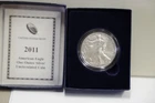 2011-W Burnished $1 American Silver Eagle Box, OGP & COA
