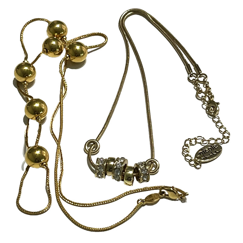 NAPIER & NICOLE MILLER 2 Gold Plated Chain Necklaces Pendant & Beads  #292