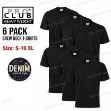 6 Pack Pro Club Men s Heavyweight 100 Cotton Black Crew Neck T Shirts Tee