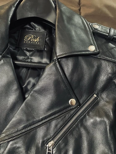 Posh Affairs Lambskin Leather Moto Biker Leather Jacket Mens Size Medium  - product listing photo