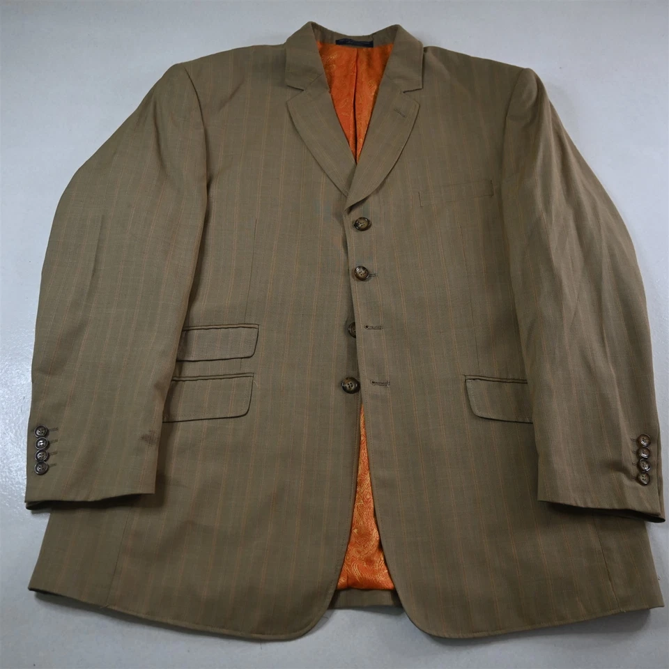 Michael Irvin 46R 38x34 Marrón Tostado Cuadros 3 Piezas Chaleco Chaqueta Pantalones Traje Foto 2 de 4