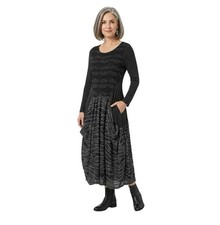 Maxi abito testurizzato ALEMBIKA taglia 3 (10-12) nero/grigio Lagenlook arte da indossare modesto