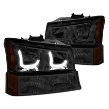 For Chevy Silverado 1500 Classic 07 Headlights Chromesmoke Led Drl Bar
