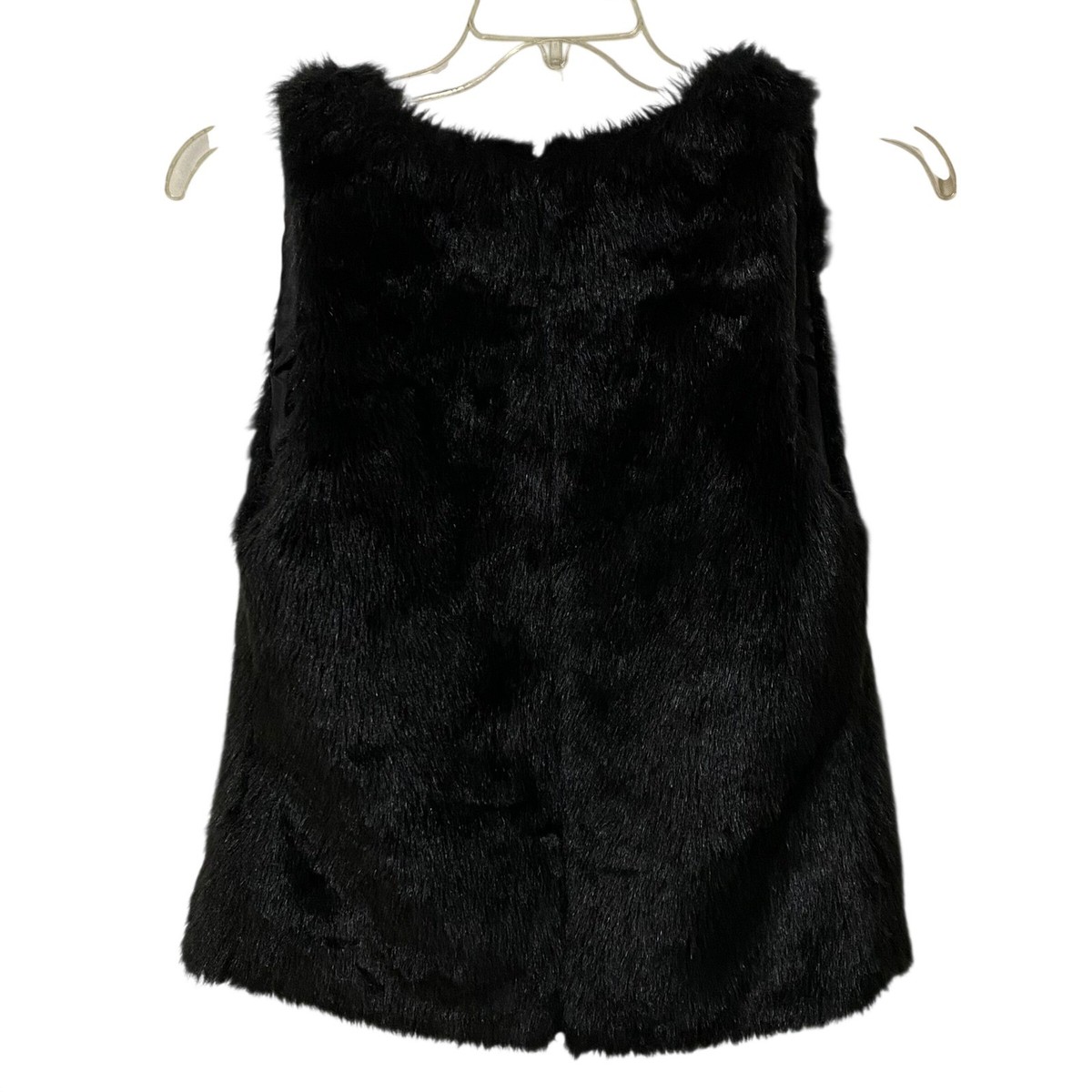 【2508】 00s 【Archive】 y2k ファーベスト　ブラック　黒 Womens Black Faux Fur Vest S Street Style Mob Wife Y2K Grunge
