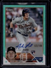 2023 Topps Chrome #RA-JL Josh Lester Rookie Auto Aqua Wave #/199 Tigers