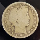 1906-O Barber Half Dollar 90% Silver Coin Fifty Cent 50c FREE SHIP New Orleans