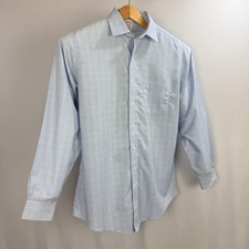 Brooks Brothers Button-Up Shirt Mens 16 34 Plaid Blue American Supima Cotton LS