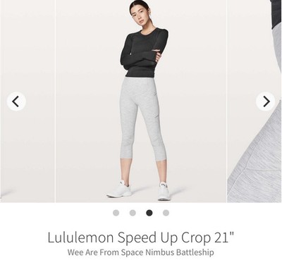 Lululemon Speed Up Crop 21'' Wee Are From Space Nimbus Battleship, Size 4