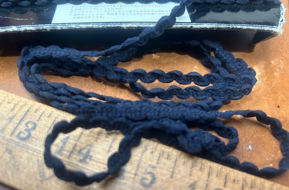 Mokuba passementerie ric rac 1/4" cotton trim 1yd made in Japan dark navy - Image 3 of 4