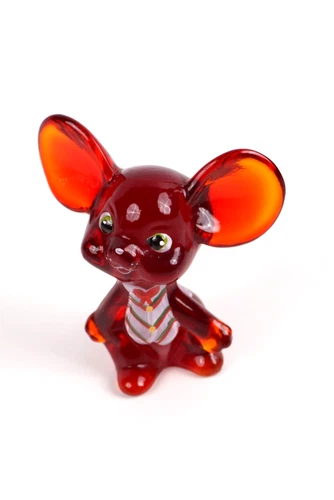 Vintage Fenton Ruby Red Art Glass Mouse Hand Painted Signed A. Forley Figurine