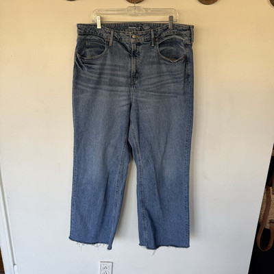 Old Navy Extra High Rise Sky Hi Wide Leg Raw Hem Size 16