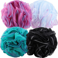 4 Pieces 75G/Pc Shower Loofahs Large Bath Sponge Mesh Pouf Wash Puff Shower Poof