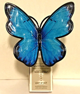 BLUE BUTTERFLY SCENT CONTROL NIGHTLIGHT Wallflower Plug Bath Body Works SHIMMER