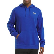 REEBOK Small Logo Fleece Pullover Hoodie sz 2XL XX-Large Royal Blue White