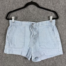Vince Chambray Belted Pull On Shorts Light Blue Summer Beach Size Small 3478