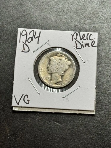 1924 D Mercury Silver Dime FN Fine Better Date U.S. 10c Coin (Raw19183)