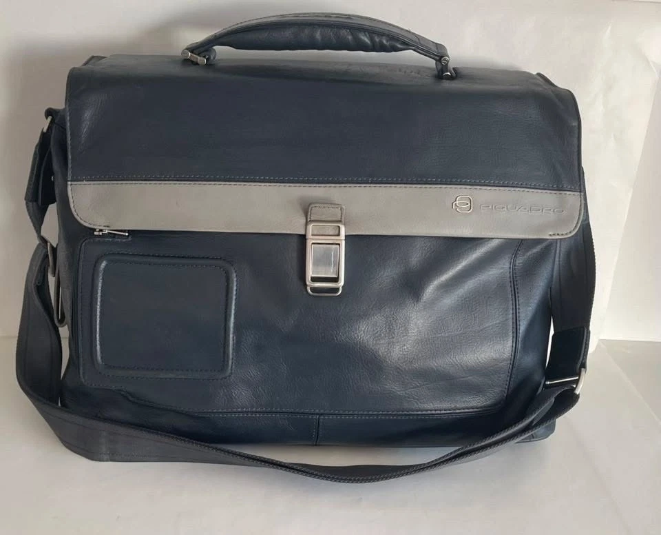 Giovanile pratica professionale tracolla pelle blu Piquadro - Image 2 of 4