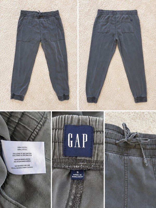 GAP Women’s Lyocell Jogger Pants Gray Drawstring Elastic Waist Size S