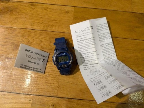 Vintage VibraLITE 3 Digital Vibration Alarm Watch Mens blue WORKING