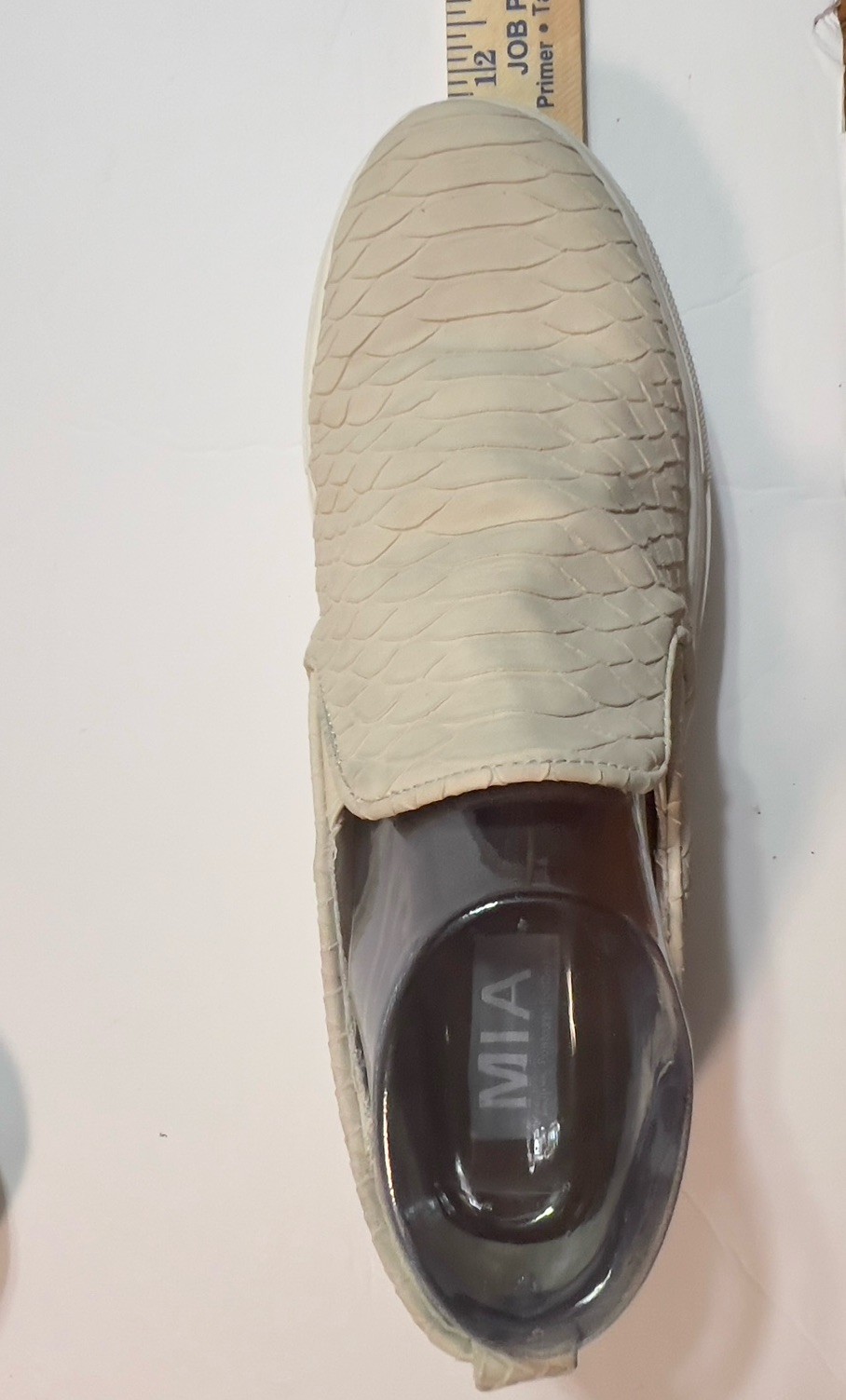 MIA ELA-SK Ivory Python Texture Platform Slip On … - image 8