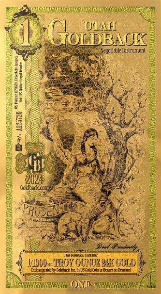 1 Goldback 24KT Gold Foil Notes 1/1000th Oz - FL NV NH SD UT WY OK