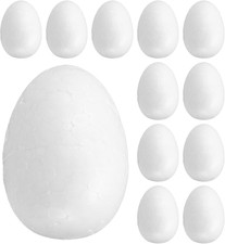 12Pack 2.63 Inch White Foam Eggs DIY Craft Painting Solid Polystyrene Easter Egg