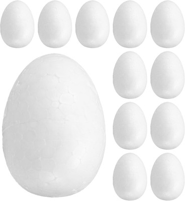 12Pack 2.63 Inch White Foam Eggs DIY Craft Painting Solid Polystyrene Easter Egg