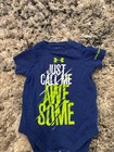 Boys Under armour bodysuit size 0-3 months short sleeve multicolor  — photo 2