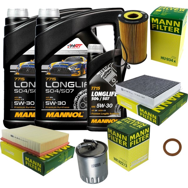 Mann Inspektionspaket 11L Mannol Longlife 5W-30 FüR Mercedes W163 ML 400 CDI-image