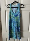 Lilly Pulitzer Melle Kleid 100% Baumwolle Blau Grün Lagunenmuster Größe M Damen