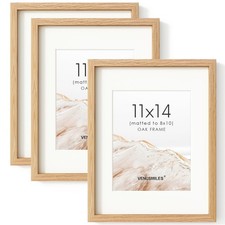 11x14 Picture Frame Set of 3, USA-Sourced 11X14, 3P, Oak Wood