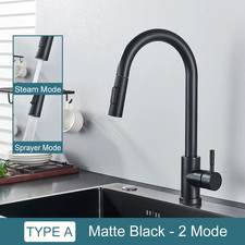 Black Kitchen Faucet Two Function Single Handle Pull Out Mixer Hot and Cold Wate