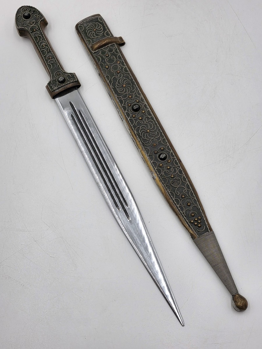 ANTIQUE ORIGINAL RUSSIAN CAUCASIAN KINJAL SILVER NIELLO. kindjal