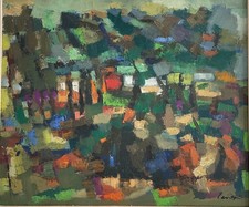 CASOTTI (UMBERTO) GRANDE ASTRATTO ANNI '50 OLIO SU MASONITE FIRMATO