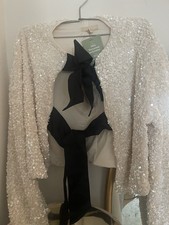 H&M Long Sleeve Tie Detail Sequinned Jacket. Lined Size S