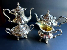GORHAM SILVER STRASBOURG SILVERPLATE VINTAGE FOUR PIECE COFFEE TEA SET