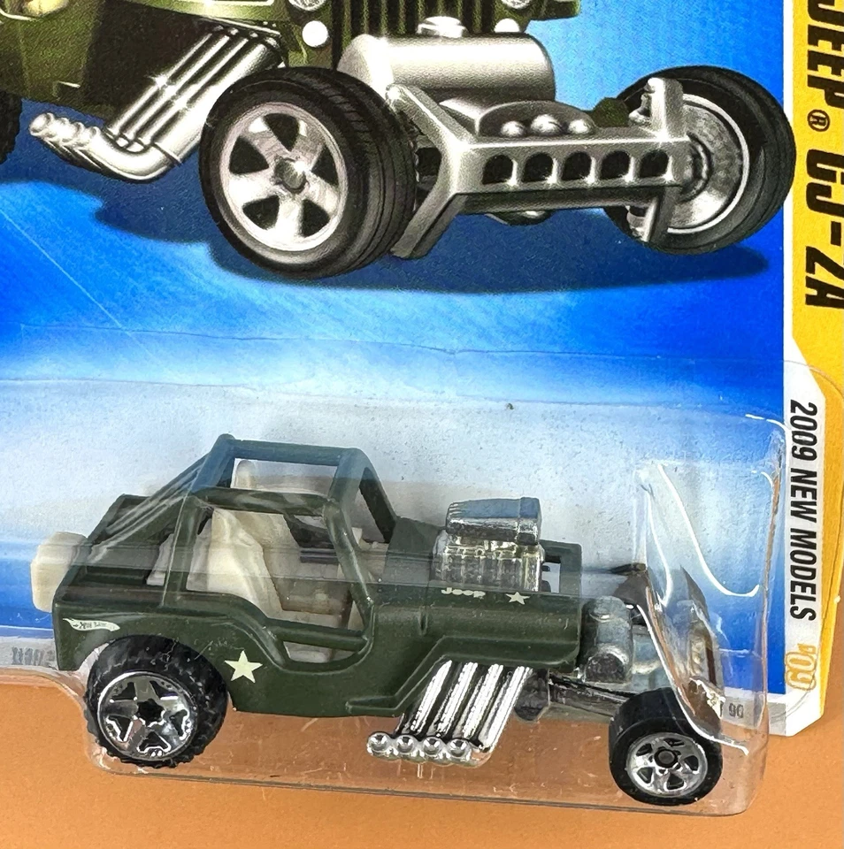 Hot Wheels 2009 New Models CUSTOM ’42 JEEP CJ-2A Green/Khaki w/5s 27/42 LOT OF 2 - Image 3 of 4