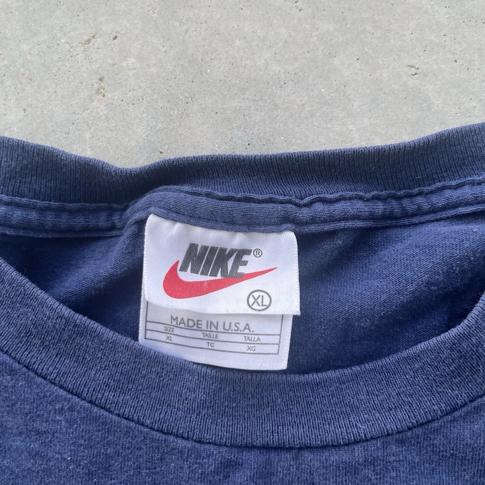 Youth Vintage XL Nike Long Sleeve Shirt Red Striped Blue White Tag made in USA - Image 3 of 4