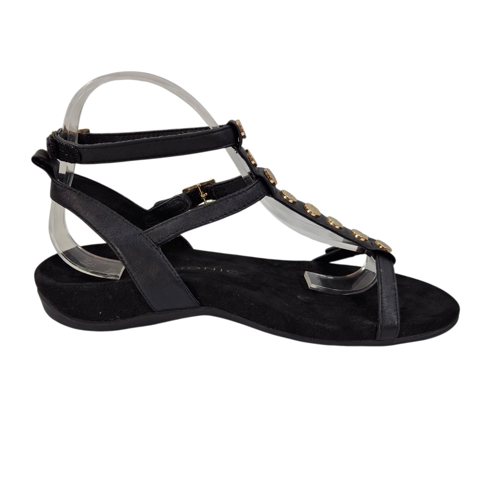 Vionic Hailey Gladiator Sandals T Strap Black Lea… - image 3