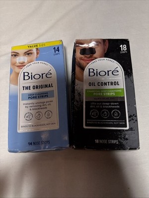 Bioré 17 Count Men's Charcoal Deep Cleansing Pore Strip + 13 Original Open Box