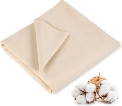 100% Cotton Fabric, 63 in X 1.3 Yard Unbleached Muslin Fabric, Medium Weight Lin