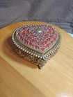 Vintage Ornate Red and Gold Heart Shaped Trinket Dish