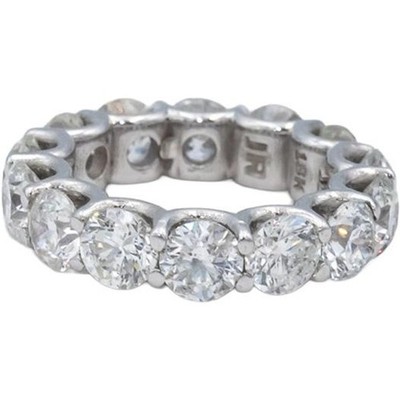 18k Gold Round Diamond U-Shape Open Gallery Eternity Band Ring 7.08CT Size 4.75